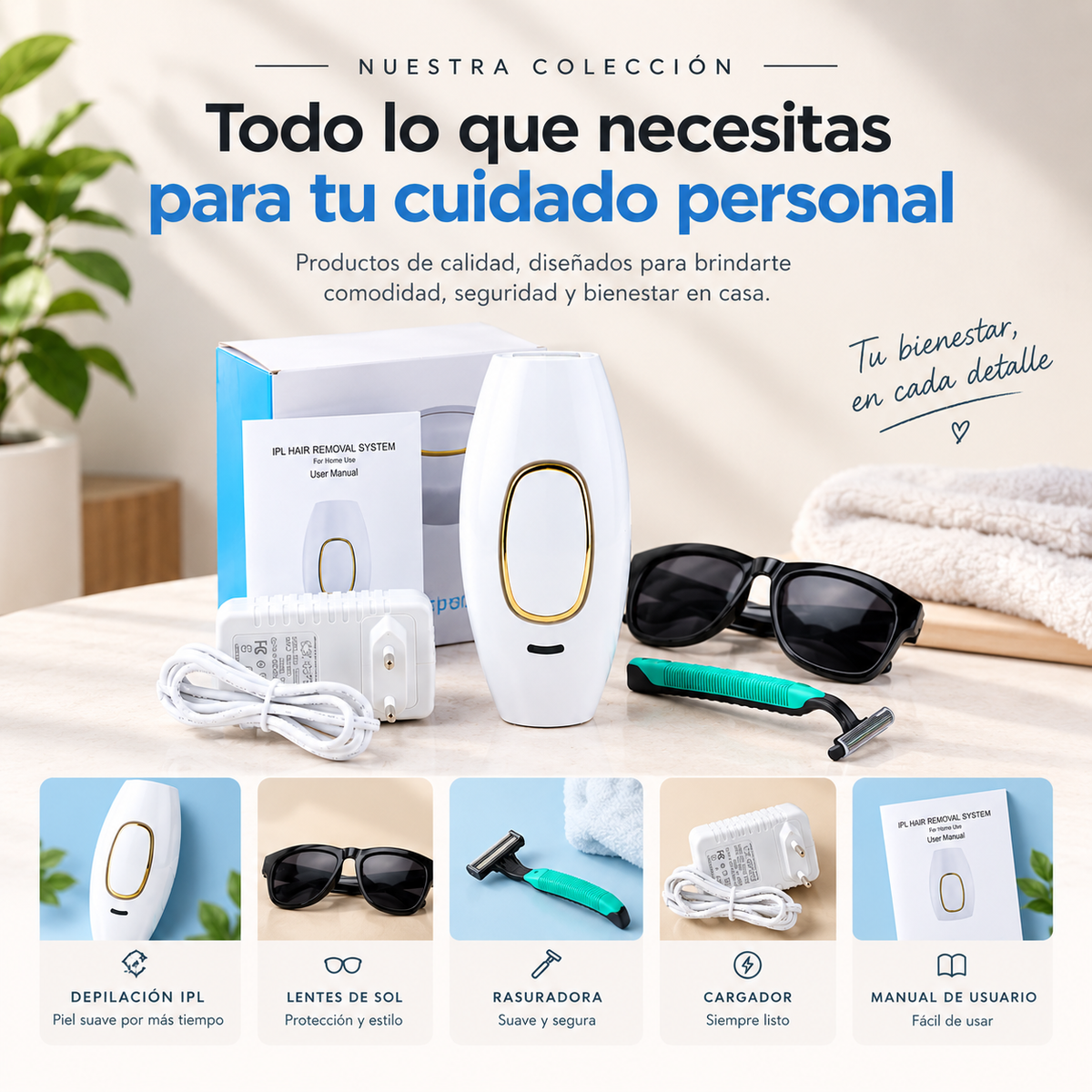 Depiladora Láser IPL Kit Completo — Eliminación de Vello en Casa
