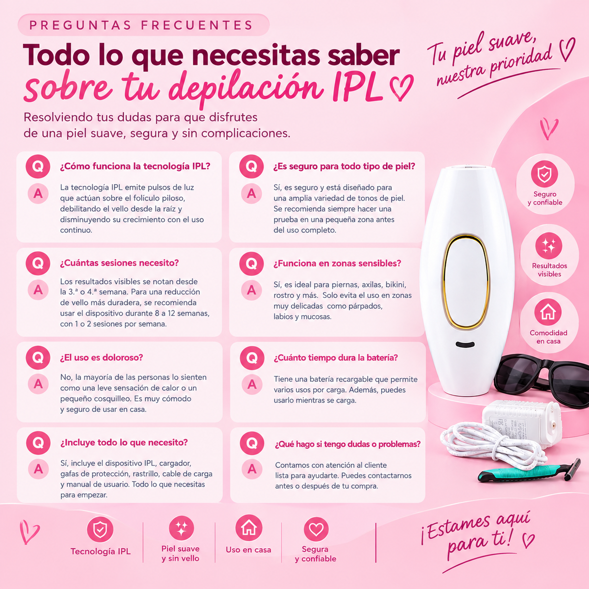 Depiladora Láser IPL Kit Completo — Eliminación de Vello en Casa